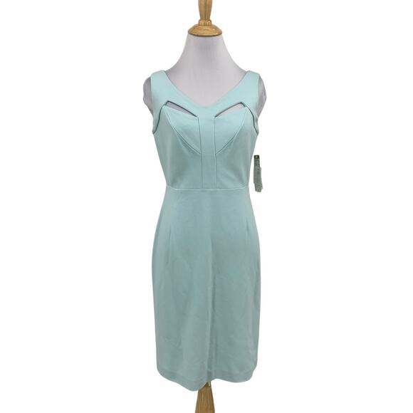Gianni Bini Dress Womens 2 Mint Cutout Lace Pencil Sleeveless Back Zip Sheath - Picture 1 of 16